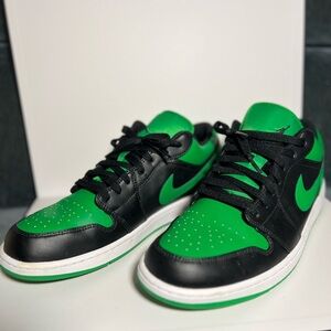 Great Used Condition,Nike Mens Black Green Air Jordan 1 Low’sBasketball Shoes